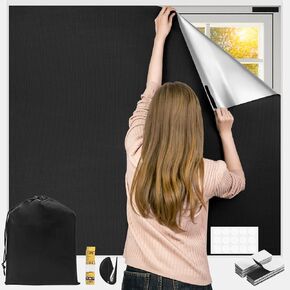 Lzerking 100% Black Out Window Cover 157" x 57" No Drill Window Blinds & Shades Portable Blackout Curtains for Bedroom, Nursery, Traveling