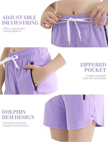 Resinta 4 Pack Girls Athletic Shorts Dry-Fit Soccer Running Shorts for Kids Workout Gym Active Apparel with Zipper Pockets in Saudi Arabia