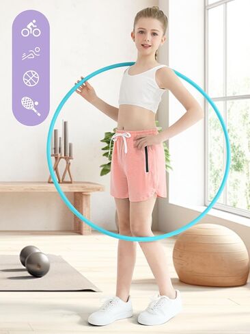 Resinta 4 Pack Girls Athletic Shorts Dry-Fit Soccer Running Shorts for Kids Workout Gym Active Apparel with Zipper Pockets in Saudi Arabia