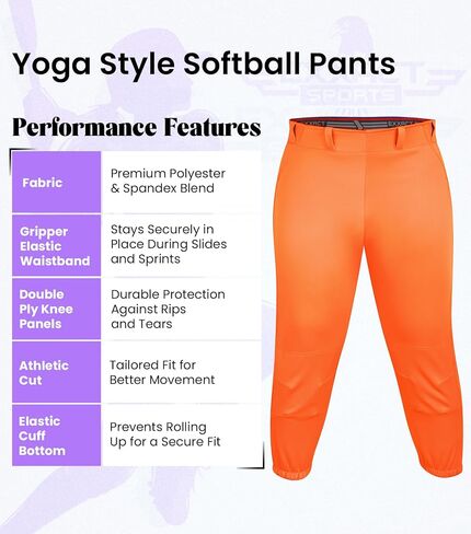 Exxact Sports Womens Softball Pants Knicker/Yoga Style Knee Length, 4-Way Stretch Low Rise Softball Pants for Women in Kuwait