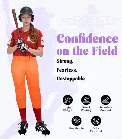 Exxact Sports Womens Softball Pants Knicker/Yoga Style Knee Length, 4-Way Stretch Low Rise Softball Pants for Women in Kuwait