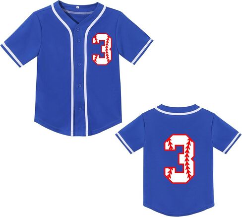 Toddler Baseball Jersey Baby Boys 3rd Birthday Shirt Girls 4th Birthday V-Neck Short Sleeve Party Tees in Saudi Arabia