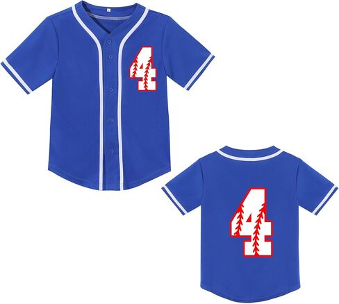 Toddler Baseball Jersey Baby Boys 3rd Birthday Shirt Girls 4th Birthday V-Neck Short Sleeve Party Tees in Saudi Arabia