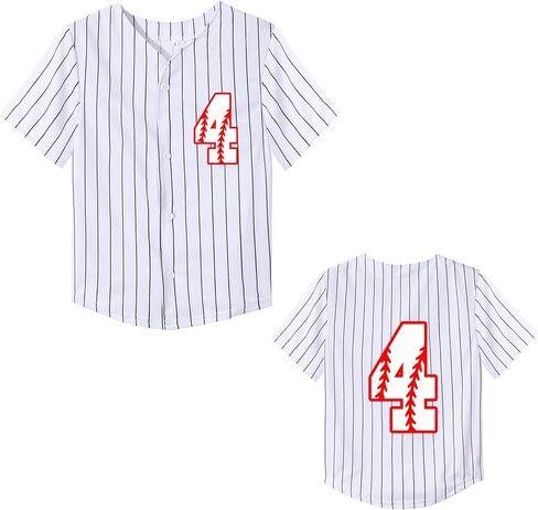Toddler Baseball Jersey Baby Boys 3rd Birthday Shirt Girls 4th Birthday V-Neck Short Sleeve Party Tees in Saudi Arabia
