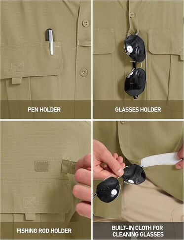 MAGCOMSEN Men's Sun Protection Fishing Shirts UPF 50+ UV Quick Dry Long Sleeve Button Down Shirts Safari Hiking Travel in Kuwait