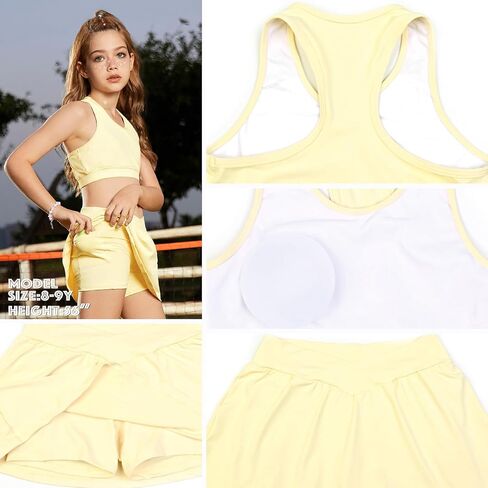 Perfashion Tennis Skirt Set for Girls 2 Piece Outfits Tank Top and Skort Golf Athletic Workout Sets 4-13Y in Saudi Arabia