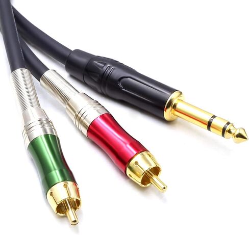 Dual RCA to 1/4" Cable，6.35mm (1/4 inch) Male Stereo to 2RCA Female Y Splitter Adapter Cable（5Feet in Kuwait