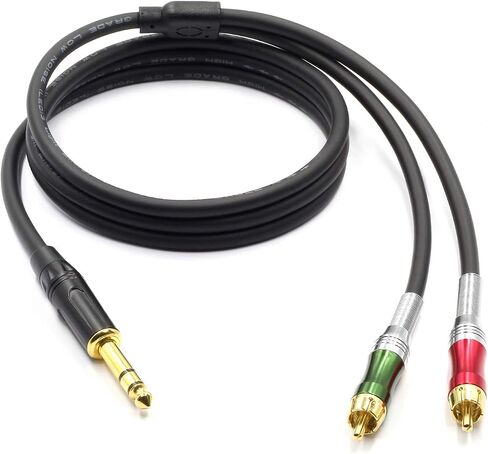 Dual RCA to 1/4" Cable，6.35mm (1/4 inch) Male Stereo to 2RCA Female Y Splitter Adapter Cable（5Feet in Kuwait
