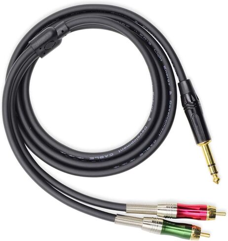 Dual RCA to 1/4" Cable，6.35mm (1/4 inch) Male Stereo to 2RCA Female Y Splitter Adapter Cable（5Feet in Kuwait