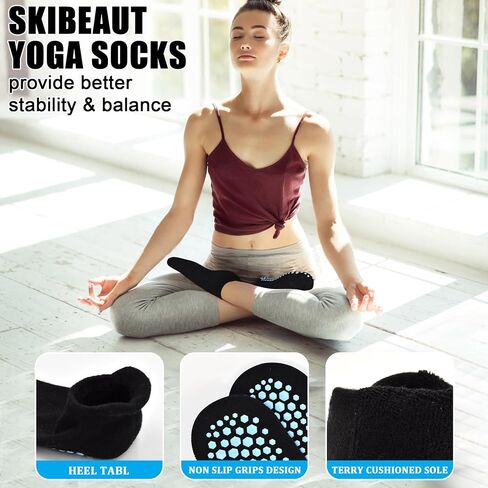 Skibeaut 6 أزواج غير قسيمة للرجال جوارب جوارب للجنسين بيلاتيس رجل السيطرة على جوارب وسادة لليوغا بار المنزل والمستشفى in Kuwait
