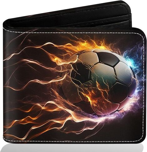 Boys Soccer Wallet for Teens, Cool Kids Wallet for Boys Ages 8-10 9-12 11-15, Funny Leather Bifold Rfid Blocking, Coin Pocket Id Window for Teen Men Youth Guys Birthday Christmas Gifts in Saudi Arabia
