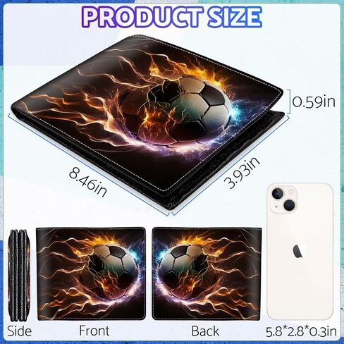 Boys Soccer Wallet for Teens, Cool Kids Wallet for Boys Ages 8-10 9-12 11-15, Funny Leather Bifold Rfid Blocking, Coin Pocket Id Window for Teen Men Youth Guys Birthday Christmas Gifts in Saudi Arabia