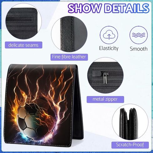 Boys Soccer Wallet for Teens, Cool Kids Wallet for Boys Ages 8-10 9-12 11-15, Funny Leather Bifold Rfid Blocking, Coin Pocket Id Window for Teen Men Youth Guys Birthday Christmas Gifts in Saudi Arabia