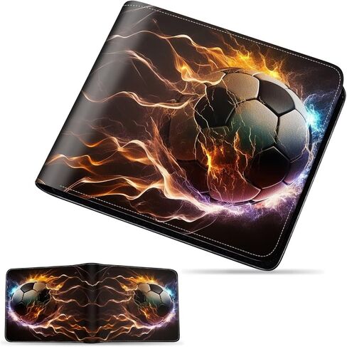 Boys Soccer Wallet for Teens, Cool Kids Wallet for Boys Ages 8-10 9-12 11-15, Funny Leather Bifold Rfid Blocking, Coin Pocket Id Window for Teen Men Youth Guys Birthday Christmas Gifts in Saudi Arabia