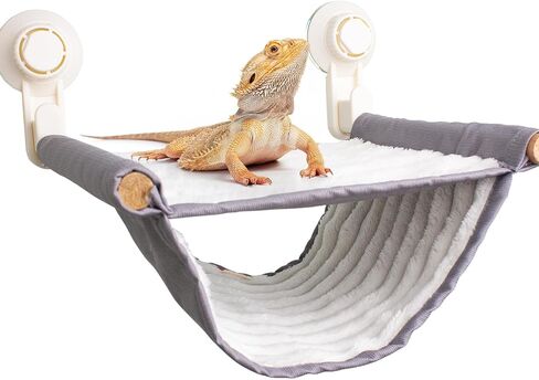 FlidRunest Bearded Dragon Hammock with Suction Cups, Soft Lizard Hammock Bed, Hanging Reptile Hammock Bearded Dragon Winter Warm House Tent, Bearded Dragon Tank Perch in Kuwait