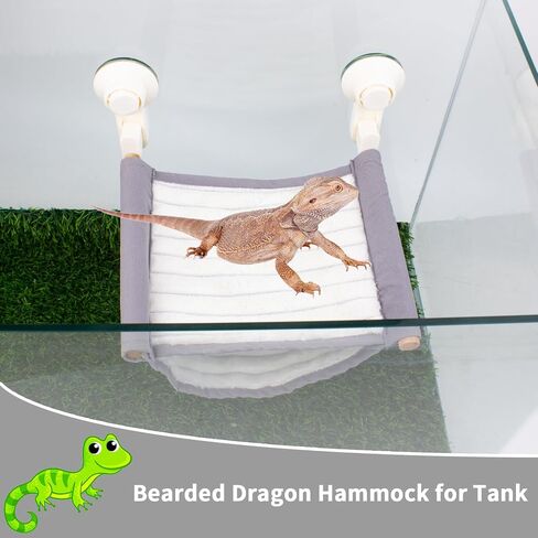 FlidRunest Bearded Dragon Hammock with Suction Cups, Soft Lizard Hammock Bed, Hanging Reptile Hammock Bearded Dragon Winter Warm House Tent, Bearded Dragon Tank Perch in Kuwait