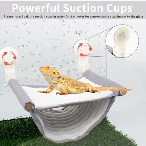FlidRunest Bearded Dragon Hammock with Suction Cups, Soft Lizard Hammock Bed, Hanging Reptile Hammock Bearded Dragon Winter Warm House Tent, Bearded Dragon Tank Perch in Kuwait