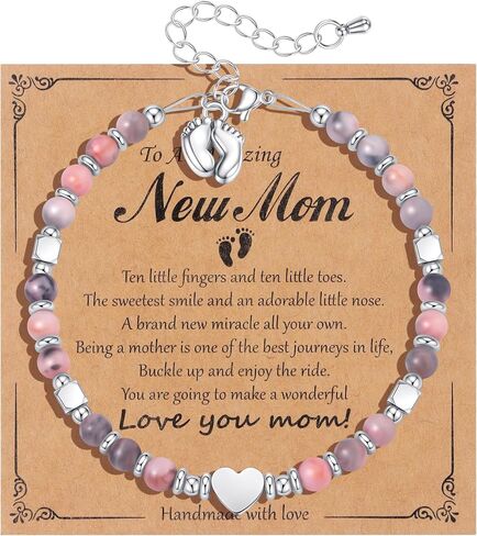 FIRAZIO New Mom Gifts Healing Natural Stone Bracelets for Pregnant Women, Mommy Mama To Be Pregnancy Must Have, First Time Mom Essentials, Mother's Day Pregnancy Gifts for Expectant Moms in Saudi Arabia