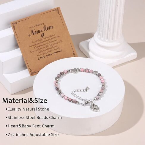 FIRAZIO New Mom Gifts Healing Natural Stone Bracelets for Pregnant Women, Mommy Mama To Be Pregnancy Must Have, First Time Mom Essentials, Mother's Day Pregnancy Gifts for Expectant Moms in Saudi Arabia