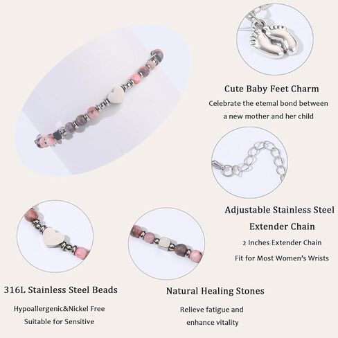 FIRAZIO New Mom Gifts Healing Natural Stone Bracelets for Pregnant Women, Mommy Mama To Be Pregnancy Must Have, First Time Mom Essentials, Mother's Day Pregnancy Gifts for Expectant Moms in Saudi Arabia