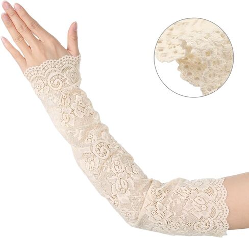 Women's Summer Driving Glove Detachable Arm Sleeves Lace Fingerless Gloves for Women in Kuwait