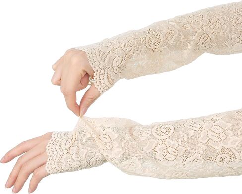 Women's Summer Driving Glove Detachable Arm Sleeves Lace Fingerless Gloves for Women in Kuwait