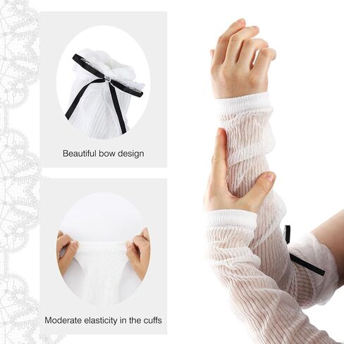 GERINLY Sheer Arm Sleeve, Kawaii Tulle Arm Warmers Long, Cute Lolita Fingerless Glove 1920s, Coquette Accessories in Saudi Arabia