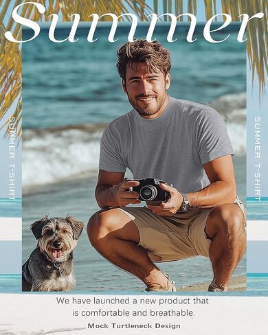 3 Pack Men's Mock Turtleneck Shirts Cotton Short Sleeve Pullover Tops Casual Slim Fit Summer Basic Tees in Kuwait