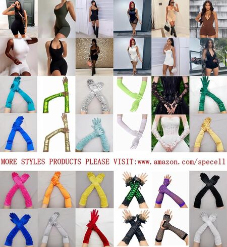 Specell Fingerless Satin Gloves Long 13" Lace Fingerless Gloves Women For Bridal Prom Wedding Party Costume Accessories Glove in Kuwait