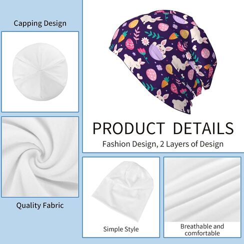 LAIPUTER Easter Beanie Standard Closed Chemo Knitted Hats Baggy Slouchy Skull Cap Cancer Headwear for Women Men in Saudi Arabia
