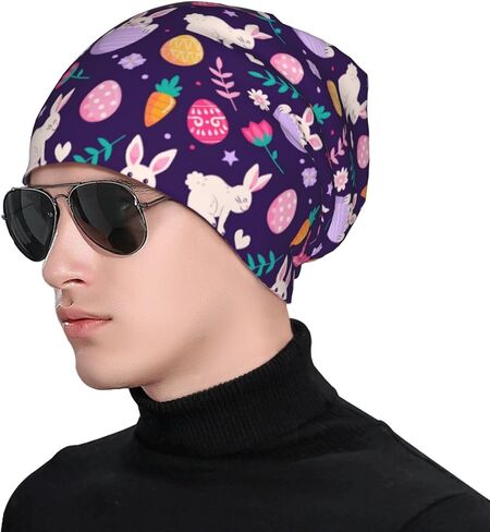 LAIPUTER Easter Beanie Standard Closed Chemo Knitted Hats Baggy Slouchy Skull Cap Cancer Headwear for Women Men in Saudi Arabia