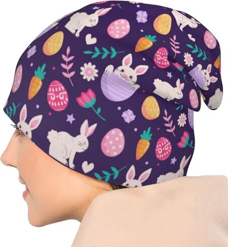 LAIPUTER Easter Beanie Standard Closed Chemo Knitted Hats Baggy Slouchy Skull Cap Cancer Headwear for Women Men in Saudi Arabia