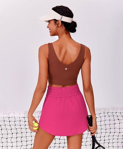 تنانير غولف Pinspark للنساء المرن المرن Skort Skort 2 جيوب منحنية تنورة تنس تنورة لتمرين المجلس in Kuwait