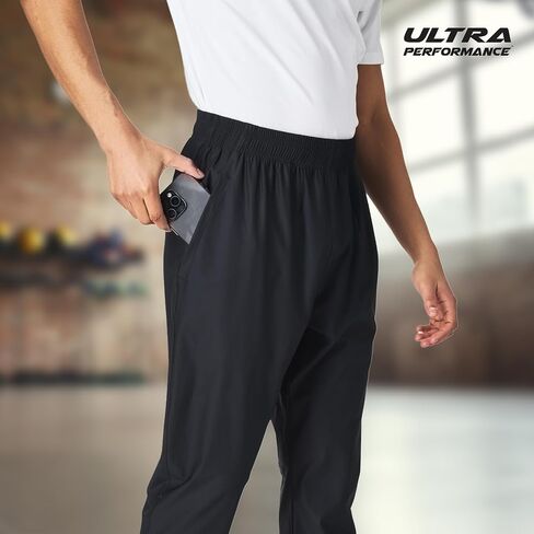 Ultra Performance Men's Athletic Jogger Pants – Stretch Nylon Gym Pants, Active Workout Joggers with Pockets for Men in Saudi Arabia