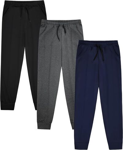 VOGRYE 3 Pack: Girls' Dry-Fit Jogger Sweatpants Soft Active Athletic Kids Joggers with Pockets & Drawstring in Kuwait
