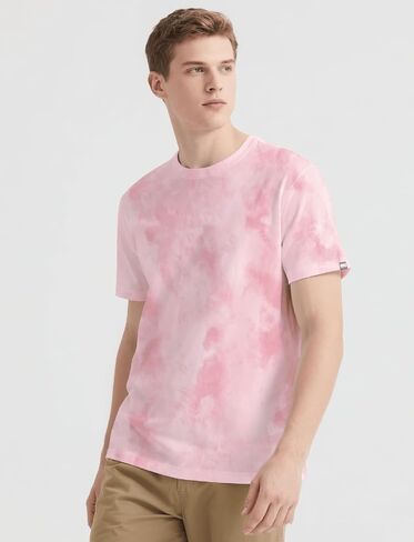 Mens Crew Neck T Shirts - Lightweight Short Sleeve Fresh Fashion Print Hipster T-Shirt Tie-Dye in Kuwait