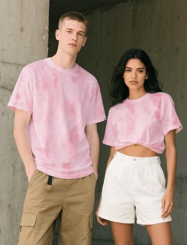 Mens Crew Neck T Shirts - Lightweight Short Sleeve Fresh Fashion Print Hipster T-Shirt Tie-Dye in Kuwait