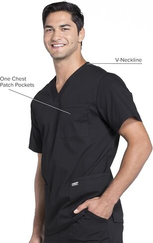 Cherokee Scrubs for Men Workwear Professionals V-Neck 4 Pocket Scrub Top WW695 in Saudi Arabia
