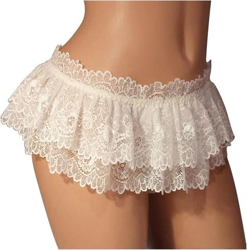 Men's Panties Sissy Cross Dressing Underwear Sexy Soft Ruffled Skirt Sissy Lace（One Size : 1Pc in Saudi Arabia