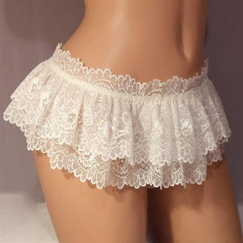 Men's Panties Sissy Cross Dressing Underwear Sexy Soft Ruffled Skirt Sissy Lace（One Size : 1Pc in Saudi Arabia