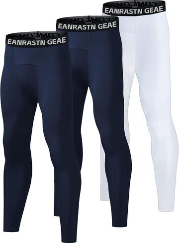 3 Pack Boys' Youth Compression Leggings Pants Tights Athletic Base Layer for Running Hockey Basketball in Kuwait