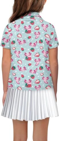 Girls Short Sleeve Golf Shirt Button Up Summer Tennis Shirts Golf Tops Outfit with Collar for Kids Teens Size 5-16 in Kuwait