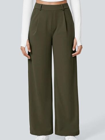 سروال عمل عالي الخصر للنساء الأعمال غير الرسمية للملابس المكتبية سراويل بنطلون مع جيوب in Kuwait