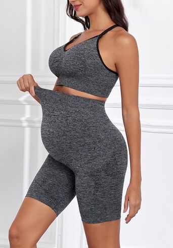 Lataly Womens Nursing Maternity 2 Piece workout Set for Breastfeeding-Bra&Yoga Shorts for Pregnancy Activewear Outfit in Saudi Arabia
