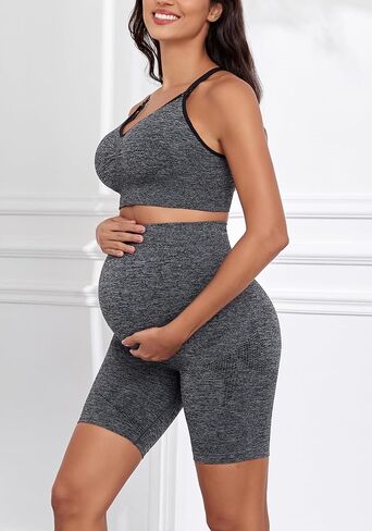 Lataly Womens Nursing Maternity 2 Piece workout Set for Breastfeeding-Bra&Yoga Shorts for Pregnancy Activewear Outfit in Saudi Arabia
