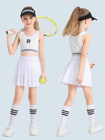 Girls Tennis Skirt Athletic Plate Skort A-Line Kids Golf Skirt مع الجيوب الرياضية السراويل للتشجيع in Kuwait