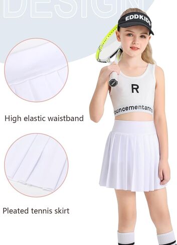 Girls Tennis Skirt Athletic Plate Skort A-Line Kids Golf Skirt مع الجيوب الرياضية السراويل للتشجيع in Kuwait