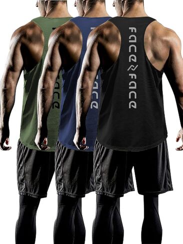قمم دبابة الرجال Y-Back Muscle 3 Pack جاف ملائمة أكمامًا تجريبيًا قمم للرجال MESH MESS in Kuwait