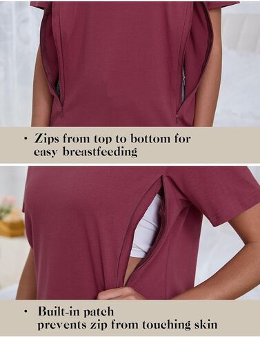 Liu & Qu Breastfeeding Shirts for Women 3 Pack Hidden Zipper Nursing Tops Side Split Postpartum Clothes in Saudi Arabia