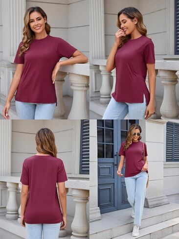 Liu & Qu Breastfeeding Shirts for Women 3 Pack Hidden Zipper Nursing Tops Side Split Postpartum Clothes in Saudi Arabia